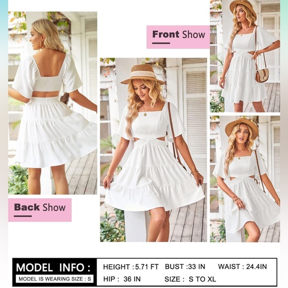 Women's Square Neck Summer Dress - Picture 5 of 6